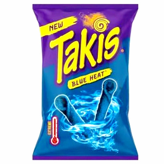 4 X Takis Blue Heat 100g Tortilla Chips Rolls aus Mais Scharf Blau