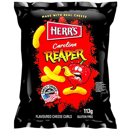 4 X Herr's Carolina Reaper Flavored Extra Hot 113g USA Chips Flips mit Pfeffergeschmack.