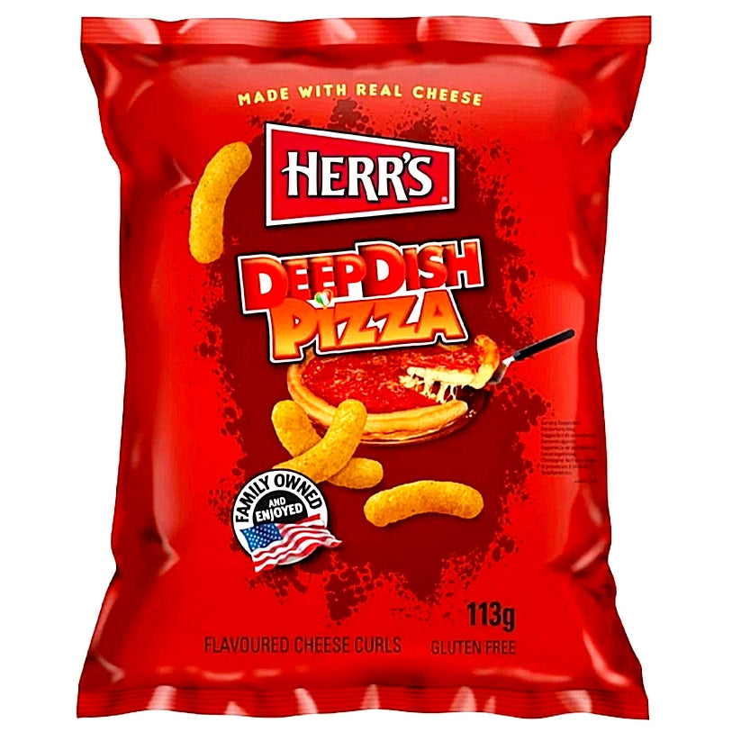 4 x Herr's Deep Dish Pizza Flavored Cheese Curls 113g USA Flips mit Pizzageschmack