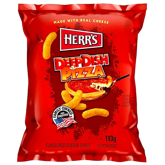 4 x Herr's Deep Dish Pizza Flavored Cheese Curls 113g USA Flips mit Pizzageschmack