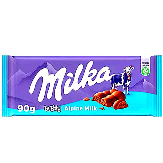 4 X Milka Bubbly Luflée Alpenmilch Tablet , Schokoladentafel 90 gr.