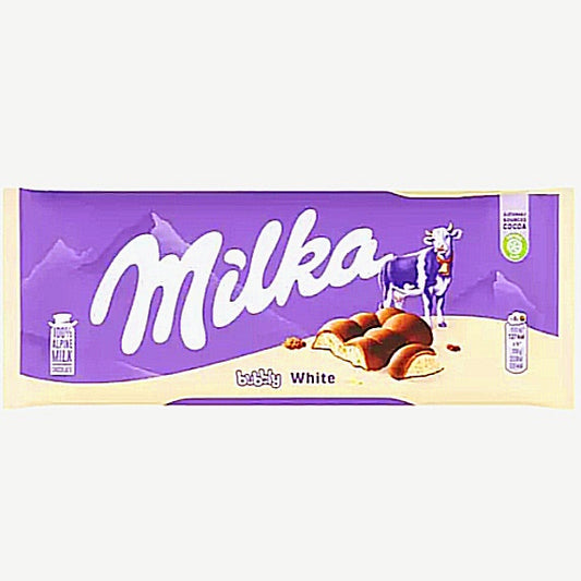 4 X Milka Bubbly Luflée Weiß Tablet , Schokoladentafel 95 gr.