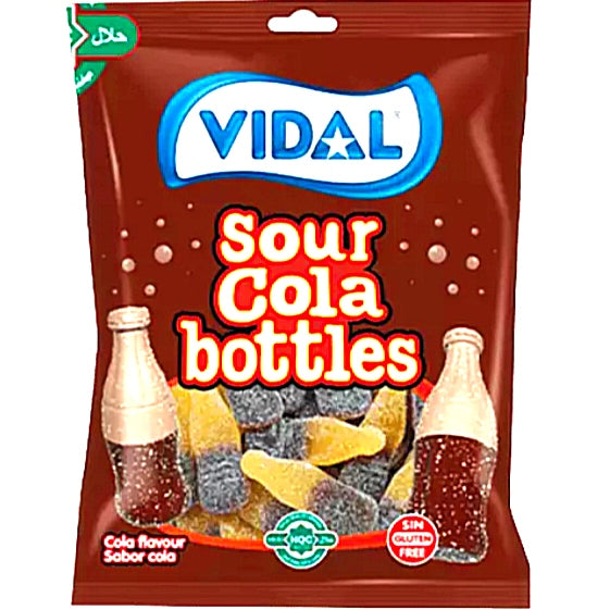 6 X Vidal Saure Fruchtgummi Riesen Cola Flaschen 90g