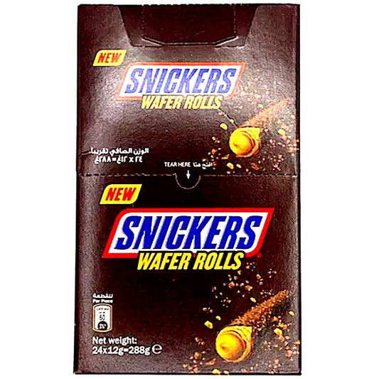 12 X Snickers Wafer Roll 12g Knusprige Waffel mit Karamell, Erdnüssen und Schokolade