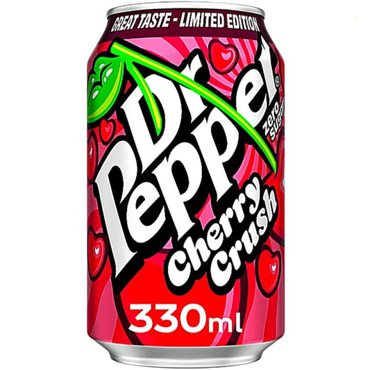 12 X Dr. Pepper Cherry Crush Zero Sugar 330ml Dosen UK.