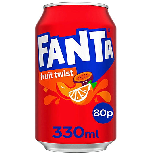 12 x Fanta Fruit Twist Peach,Orange und Maracuja Import 330 ml Dosen UK Import.