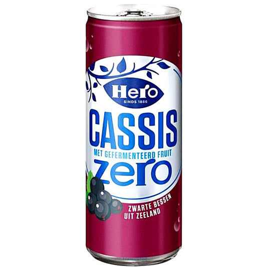 12 x Hero Cassis Zero Zucker 250 ml Dosen NL